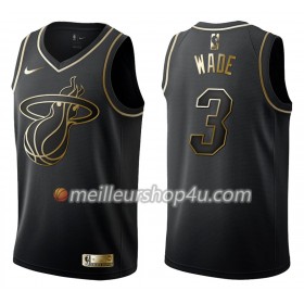 Maillot Basket Homme Miami Heat Dwyane Wade 3 Nike Noir Gold Edition Swingman